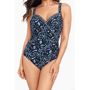 NWT Miraclesuit Sanibel 20W Blue Multi One Piece Slimming Swimsuit $212 Beach